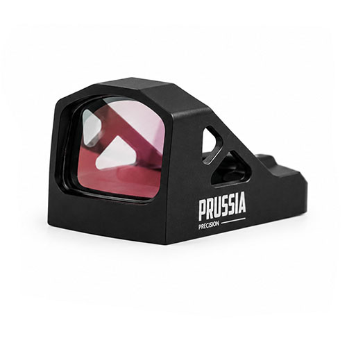 El Ultra Compact Pistol Red Dot de Prussia Precision es ligero, duradero y cuenta con un sensor de luz inteligente, ideal para una puntería rápida y precisa.